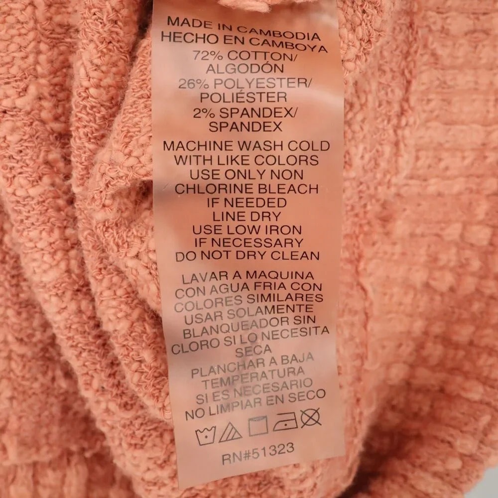 Two by Vince Camuto Sweater Womens Small Orange Cardigan Stretch Cotton V Neck